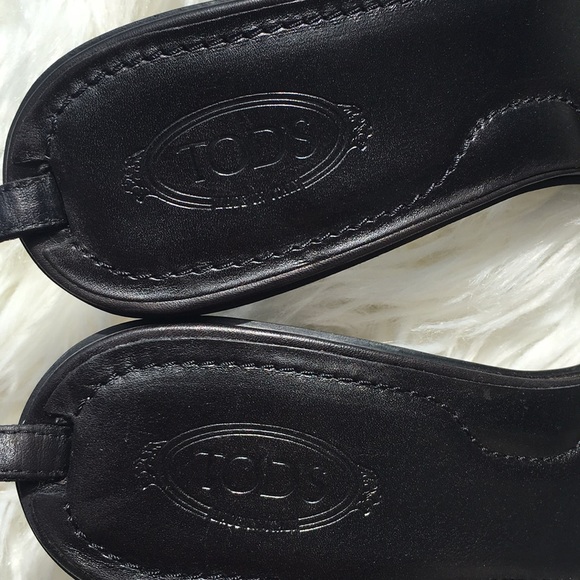 Tod’s Black Satin Ritz Ankle Strap Sandals Heels - Picture 6 of 16